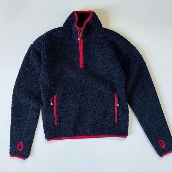 Brooks Brothers Teddy Fleece Half Zip Navy XS - Picture 2 of 7